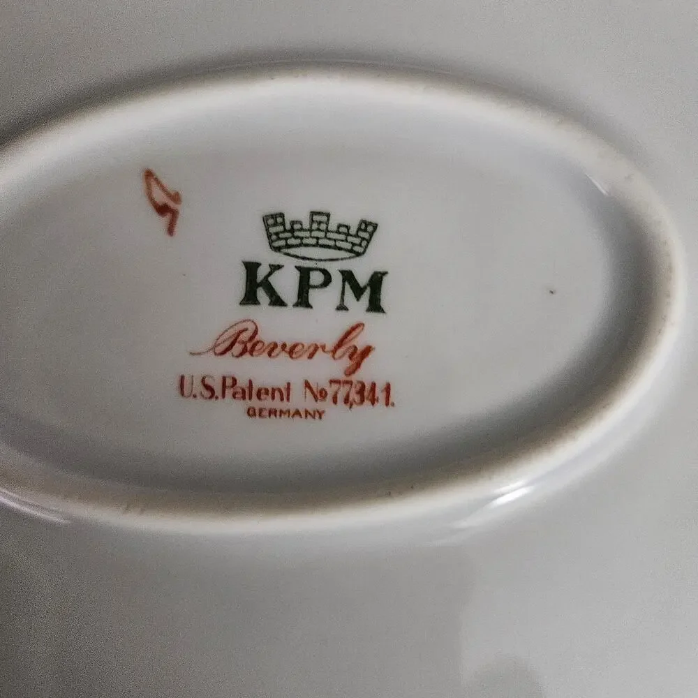 KPM Germany Beverly Oval Serving Platter Floral Fruit Border Vintage Porcelain